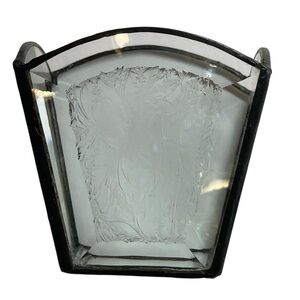 ARTISAN Hand Made Candle Holder Beveled Frosted Etched Glass Mirror Bottom